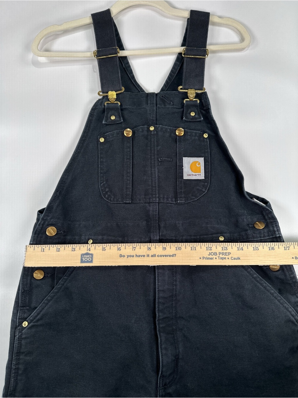 Carhartt R02 Lined Double Knee Duck Bib Overalls Faded Black 34x30 - Picture 12 of 16